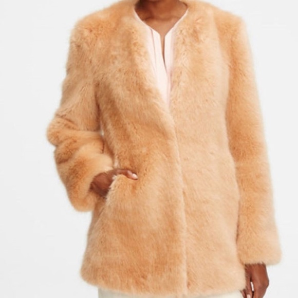 SOLD!! Ann Taylor faux fur Teddy Coat Blush vegan NEW NWT - Picture 13 of 13